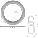 Ringe mit Haken silber Ø28mm, für Gardinenstangen bis 16mm (10er Set)