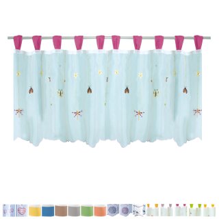 Bistrogardine mit Schlaufen, ca. 150x45cm "pink - Schmetterlinge"