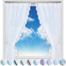 Gardinenset mit Stangendurchzug "Satin" 140x120cm - Weinrot Blumen bestickt