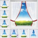 Gardinenset mit Stangendurchzug "Satin" 140x120cm - Bunt Blumen