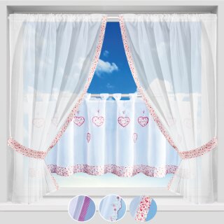 Gardinenset mit Stangendurchzug "Küche" 5 teilig - Bunt Blumen