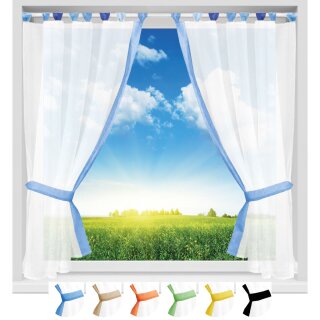 Gardinenset mit Schlaufen "Skyline" Landhausstil 140x120cm - Blau