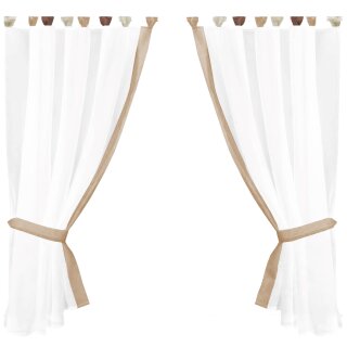 Gardinenset mit Schlaufen "Skyline" Landhausstil 140x120cm - Beige