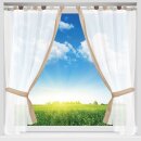 Gardinenset mit Schlaufen "Skyline" Landhausstil 140x120cm - Beige