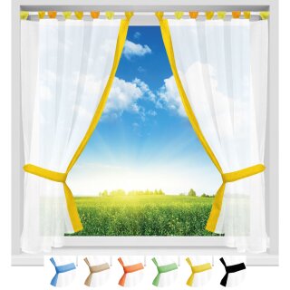 Gardinenset mit Schlaufen "Skyline" Landhausstil 140x120cm - Gelb