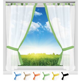 Gardinenset mit Schlaufen "Skyline" Landhausstil 140x120cm - Grün