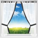 Gardinenset mit Schlaufen "Skyline" Landhausstil 140x120cm - Anthrazit