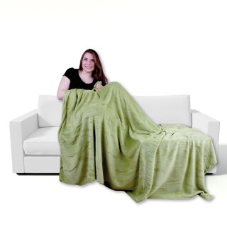 Mikrofaser Decke grün - olivgrün 70x100cm