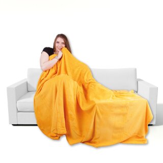 Mikrofaser Decke hellorange - marigold 70x100cm