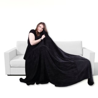 Mikrofaser Decke schwarz - jetblack 80x120cm