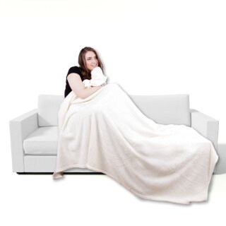 Mikrofaser Decke weiß - champagner 130x170cm