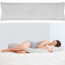 Seitenschläfer Kissenhülle ca. 40x120cm + Füllkissen / hellgrau - silbergrau