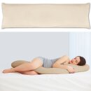 Seitenschläfer Kissenhülle ca. 40x140cm + Füllkissen / beige - creme