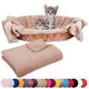Tierdecke Katzendecke Mikrofaser ca. 60x80cm beige - hellbraun