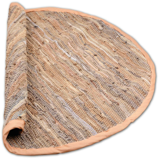 Teppich rund ca. Ø 90 cm Leder beige - sandbeige