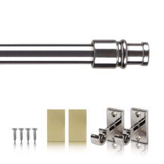 Cafehausstange Scheibenstange ausziehbar (Schrauben oder Kleben) Silber chrom glänzend 75-125 cm