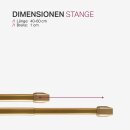 Vitragestangen ausziehbar 2er-Pack Gold Messing glänzend 40-60 cm + 4 Selbstklebehaken