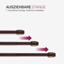 Vitragestangen ausziehbar 2er-Pack Dunkelbraun 110-150 cm + 4 Selbstklebehaken
