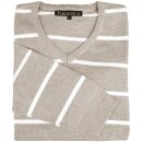 hemmy Pullover gestreift L V-Ausschnitt beige - sandbeige - weiß