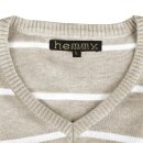 hemmy Pullover gestreift L V-Ausschnitt beige - sandbeige - weiß