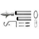 Stilgarnitur-Set Kunststoff Lilie silber 120 - 230 cm ausziehbar