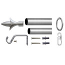 Stilgarnitur-Set Kunststoff Lilie silber 120 - 230 cm ausziehbar