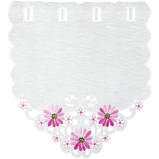 Fenstergardine mit Stickerei "Fensterbild" 35x40cm - Pink