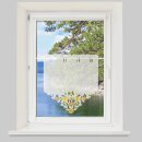 Fenstergardine mit Stickerei "Fensterbild" 35x40cm - Grün Gelb