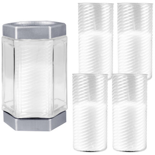Windlicht aus Glas, 16cm Ø9,5cm in silber, inkl. 5 Kerzen