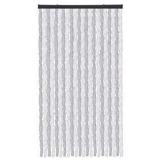 Flauschvorhang Chenille Unistreifen Hellgrau und Weiß 90x220 cm