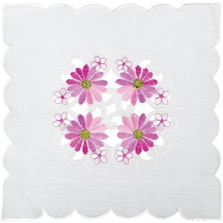 Tischdeckchen mit Stickerei  Rosa - Pink Eckig