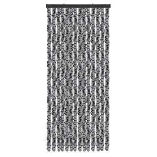 Flauschvorhang Chenille Meliert Schwarz, Grau und Weiß 56x185 cm