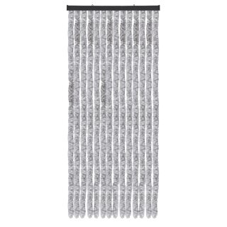 Flauschvorhang (56x185 cm) Türvorhang "Meliert Hellgrau-Weiß" als Insektenschutz