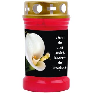 Grabkerze Rot 40h (Deckel Gold) - Calla
