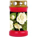 Grabkerze Rot 40h (Deckel Gold) - Rose