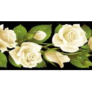 Grabkerze Weiß 40h (Deckel Gold) - Rose