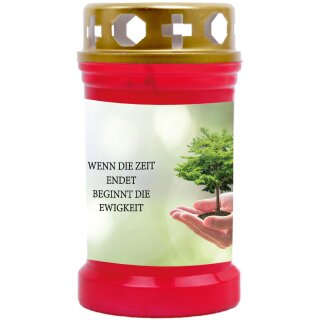 Grabkerze Rot 40h (Deckel Gold) - Baum
