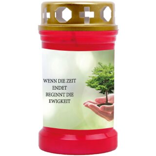 Grabkerze Rot 40h (Deckel Gold) - Baum