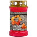 Grabkerze Rot 40h (Deckel Gold) - Laub Herz