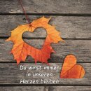 Grabkerze Rot 40h (Deckel Gold) - Laub Herz