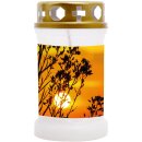 Grabkerze Weiß 40h (Deckel Gold) - Sonnenuntergang