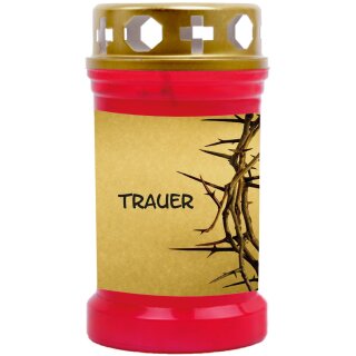 Grabkerze Rot 40h (Deckel Gold) - Trauer