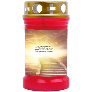 Grabkerze Rot 40h (Deckel Gold) - Treppe