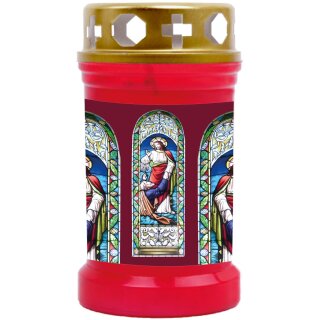 Grabkerze Rot 40h (Deckel Gold) - Fenster Rot