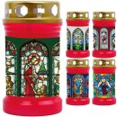 Grabkerze Rot 40h (Deckel Gold) - Fenster Rot