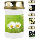 Grabkerze mit Blumen Motiv 48h