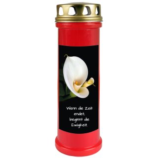 Grabkerze Rot 100h (Deckel Gold) - Calla