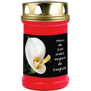 Grabkerze Rot 48h (Deckel Gold) - Calla