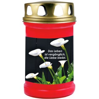 Grabkerze Rot 48h (Deckel Gold) - Calla 2