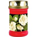 Grabkerze Rot 48h (Deckel Gold) - Rose
